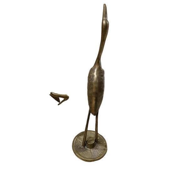 Vintage Pair of Solid Brass Cranes Elegant Bird Figures - Picture 9 of 11